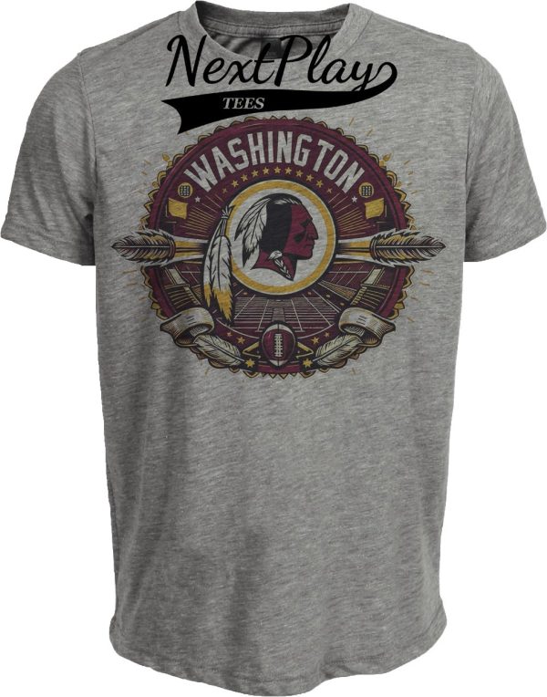 Washington Redskins Exclusive Retro Football 1981 Artwork Heather Gray Sublimated T-Shirt