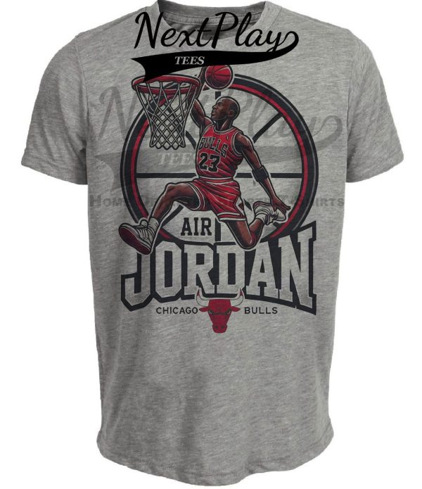 Chicago Bulls Michael Air Jordan Exclusive Retro Basketball Artwork Heather Gray Sublimated T-Shirt