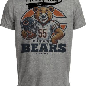 Chicago Bears Exclusive Retro Football Helmet Artwork Heather Gray Sublimated T-Shirt