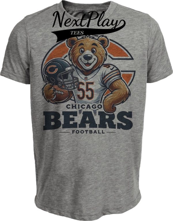 Chicago Bears Exclusive Retro Football Helmet Artwork Heather Gray Sublimated T-Shirt