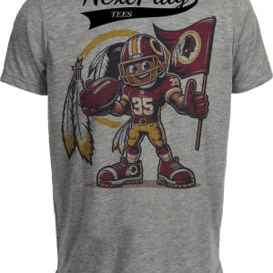 Washington Redskins Exclusive Retro Football Mascot 1980 Artwork Heather Gray Sublimated T-Shirt