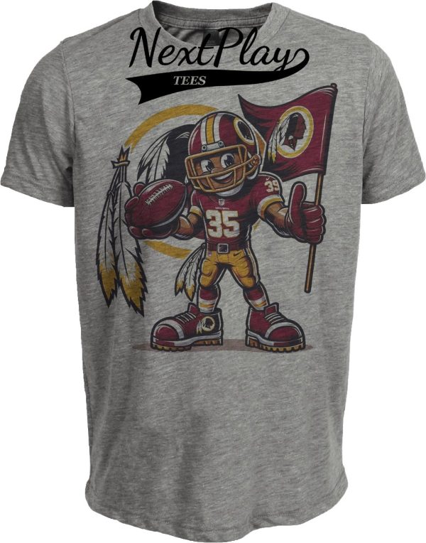 Washington Redskins Exclusive Retro Football Mascot 1980 Artwork Heather Gray Sublimated T-Shirt