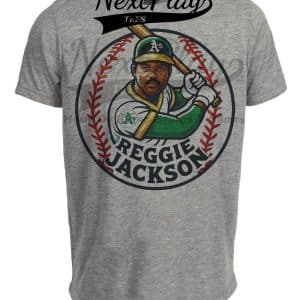 Oakland A’s Athletics Reggie Jackson Exclusive Retro Baseball Artwork Heather Gray Sublimated T-Shirt