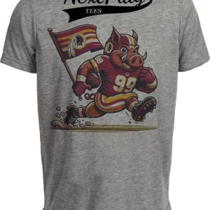 Washington Redskins Exclusive Retro Football Mascot 1983 Artwork Heather Gray Sublimated T-Shirt