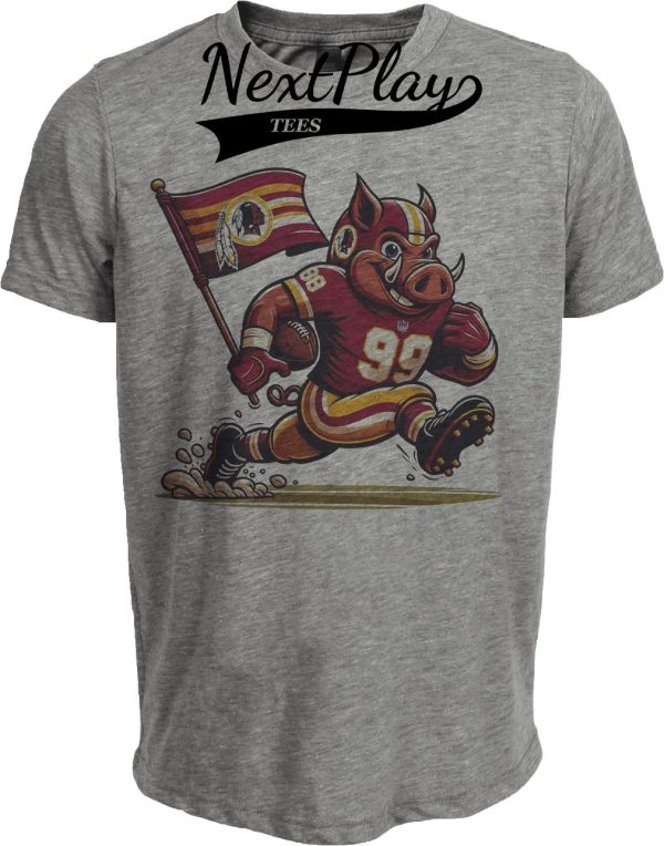 Washington Redskins Exclusive Retro Football Mascot 1983 Artwork Heather Gray Sublimated T-Shirt