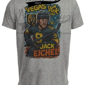 Las Vegas Golden Knights Jack Eichel Exclusive Caricature Hockey Artwork Heather Gray Sublimated T-Shirt