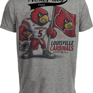 Louisville Cardinals Exclusive Retro Football Flag Artwork Heather Gray Sublimated T-Shirt