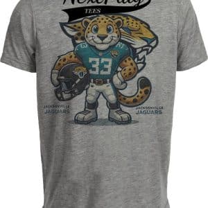 Jacksonville Jaguars Exclusive Retro Football Helmet Artwork Heather Gray Sublimated T-Shirt