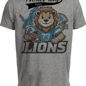 Detroit Lions Exclusive Retro Football Artwork Heather Gray Sublimated T-Shirt