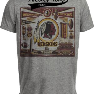 Washington Redskins Exclusive Retro Football 1985 Artwork Heather Gray Sublimated T-Shirt