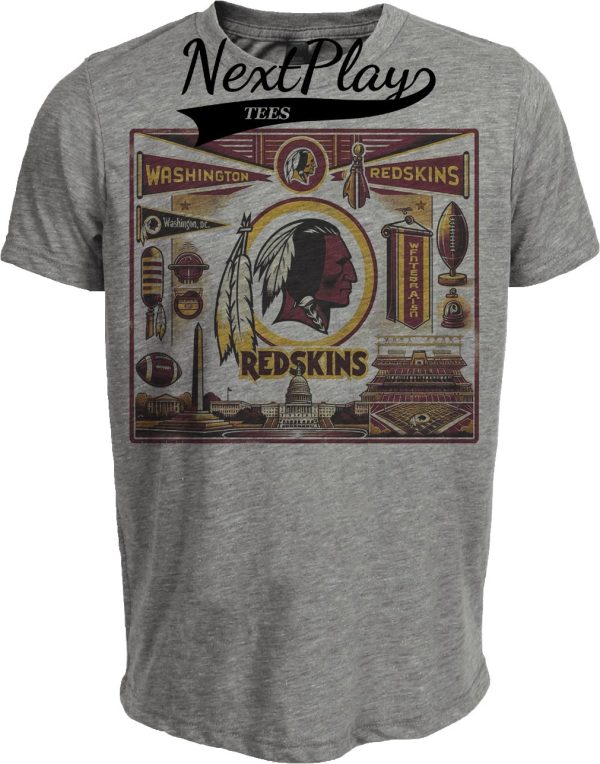 Washington Redskins Exclusive Retro Football 1985 Artwork Heather Gray Sublimated T-Shirt