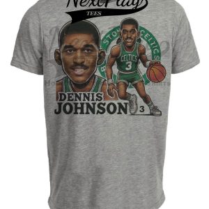 Boston Celtics Dennis Johnson Exclusive Retro Basketball 1986 Artwork Heather Gray Sublimated T-Shirt