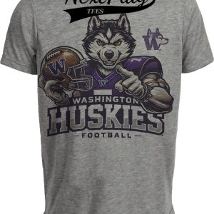 Washington Huskies Exclusive Retro Football Helmet Artwork Heather Gray Sublimated T-Shirt