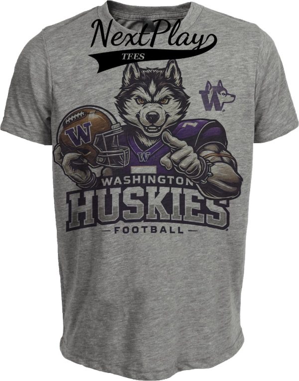 Washington Huskies Exclusive Retro Football Helmet Artwork Heather Gray Sublimated T-Shirt