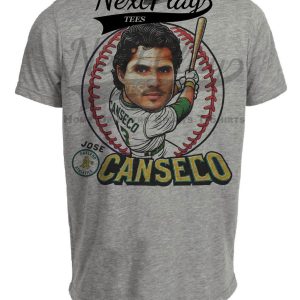 Oakland Athletics A’s Jose Canseco Exclusive Retro Baseball Artwork Heather Gray Sublimated T-Shirt