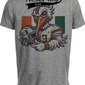 Miami Hurricanes Exclusive Sebastian Retro Football Helmet Artwork Heather Gray Sublimated T-Shirt