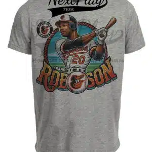 Baltimore Orioles Frank Robinson Exclusive Retro Baseball Artwork Heather Gray Sublimated T-Shirt