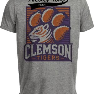 Clemson Tigers Exclusive Retro Team Artwork Heather Gray Sublimated T-Shirt