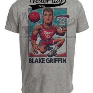 Los Angeles Clippers Blake Griffin Exclusive Retro Basketball Artwork Heather Gray Sublimated T-Shirt