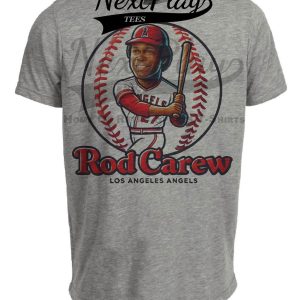 Los Angeles Angels Rod Carew Exclusive Retro Baseball Artwork Heather Gray Sublimated T-Shirt
