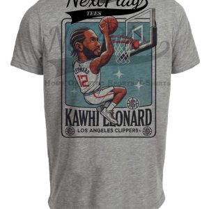 Los Angeles Clippers Kawhi Leonard Exclusive Retro Basketball Artwork Heather Gray Sublimated T-Shirt