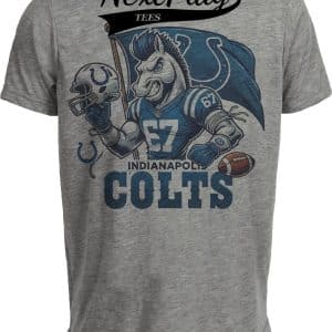 Indianapolis Colts Exclusive Retro Football Flag Artwork Heather Gray Sublimated T-Shirt