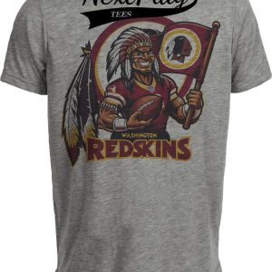 Washington Redskins Exclusive Retro Football Mascot 1987 Artwork Heather Gray Sublimated T-Shirt