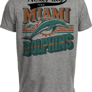 Miami Dolphins Exclusive Retro Timeless Throwback Football Artwork Heather Gray Sublimated T-Shirt