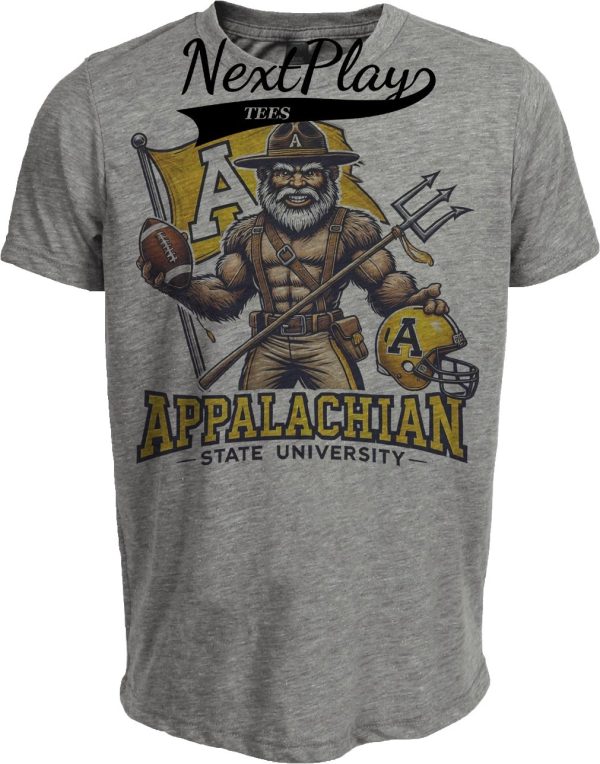 Appalachian State Mountaineers Exclusive Retro Football Flag Yosef Artwork Heather Gray Sublimated T-Shirt