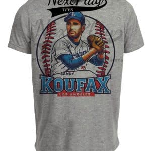 Los Angeles Dodgers Sandy Koufax Exclusive Retro Baseball Artwork Heather Gray Sublimated T-Shirt