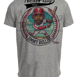 Philadelphia Phillies Jimmy Rollins Exclusive Retro Baseball Artwork Heather Gray Sublimated T-Shirt