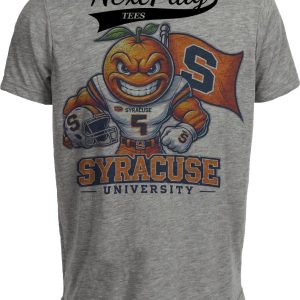 Syracuse Orange Exclusive Retro Football Flag Artwork Heather Gray Sublimated T-Shirt