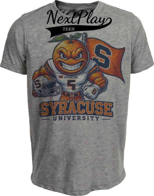 Syracuse Orange Exclusive Retro Football Flag Artwork Heather Gray Sublimated T-Shirt