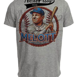 New York Giants Mel Ott Exclusive Retro Baseball Artwork Heather Gray Sublimated T-Shirt
