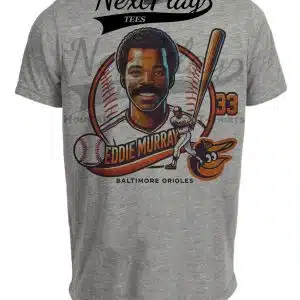 Baltimore Orioles Eddie Murray Exclusive Retro Baseball Artwork Heather Gray Sublimated T-Shirt
