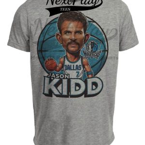 Dallas Mavericks Jason Kidd Exclusive Retro Basketball Artwork Heather Gray Sublimated T-Shirt