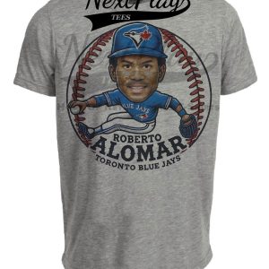 Toronto Blue Jays Roberto Alomar Exclusive Retro Baseball Artwork Heather Gray Sublimated T-Shirt