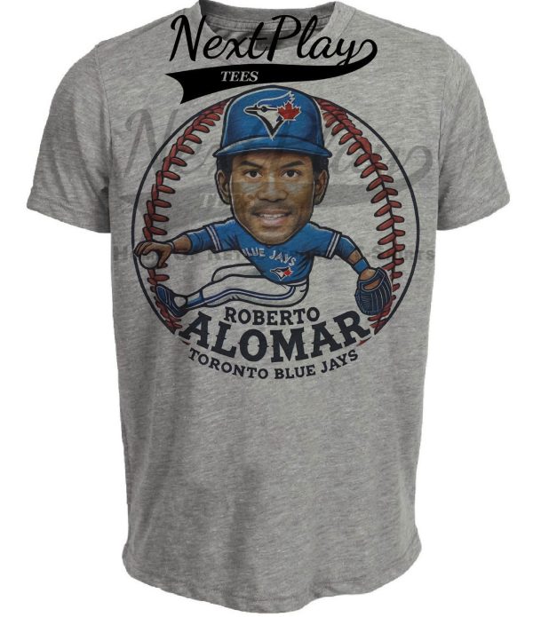 Toronto Blue Jays Roberto Alomar Exclusive Retro Baseball Artwork Heather Gray Sublimated T-Shirt