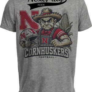 Nebraska Cornhuskers Exclusive Retro Football Helmet Artwork Heather Gray Sublimated T-Shirt