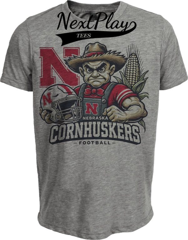 Nebraska Cornhuskers Exclusive Retro Football Helmet Artwork Heather Gray Sublimated T-Shirt