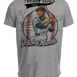 New York Yankees Mickey Mantle Exclusive Retro Baseball 1955 Artwork Heather Gray Sublimated T-Shirt