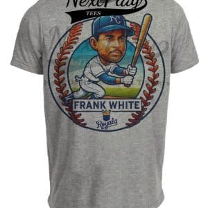Kansas City Royals Frank White Exclusive Retro Baseball Artwork Heather Gray Sublimated T-Shirt