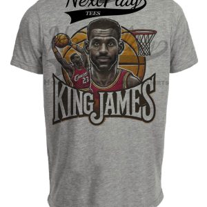 Cleveland Cavaliers Cavs King LeBron James Exclusive Retro Basketball Artwork Heather Gray Sublimated T-Shirt