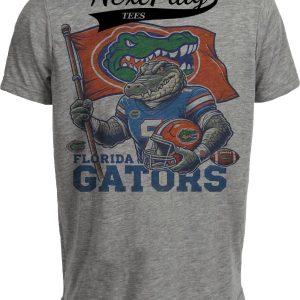 Florida Gators Exclusive Retro Football Flag Artwork Heather Gray Sublimated T-Shirt
