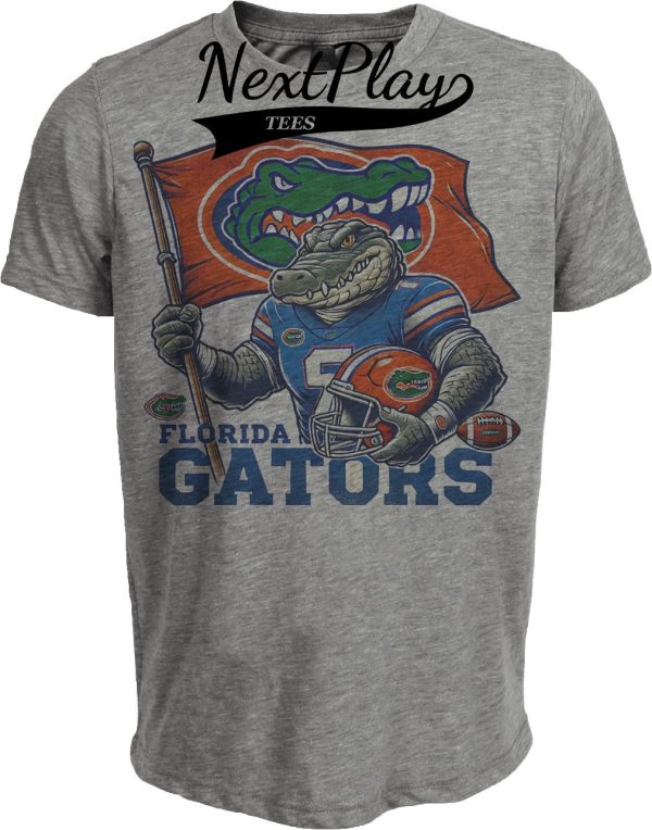 Florida Gators Exclusive Retro Football Flag Artwork Heather Gray Sublimated T-Shirt
