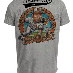Baltimore Orioles Brooks Robinson Exclusive Retro Baseball Artwork Heather Gray Sublimated T-Shirt