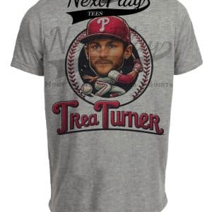 Philadelphia Phillies Trea Turner Exclusive Retro Baseball Artwork Heather Gray Sublimated T-Shirt