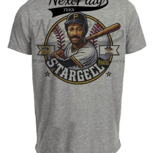 Pittsburgh Pirates Willie Stargell Exclusive Retro Baseball Artwork Heather Gray Sublimated T-Shirt