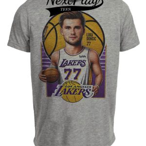 Los Angeles Lakers Luka Doncic Legend Exclusive Retro Basketball Artwork Heather Gray Sublimated T-Shirt