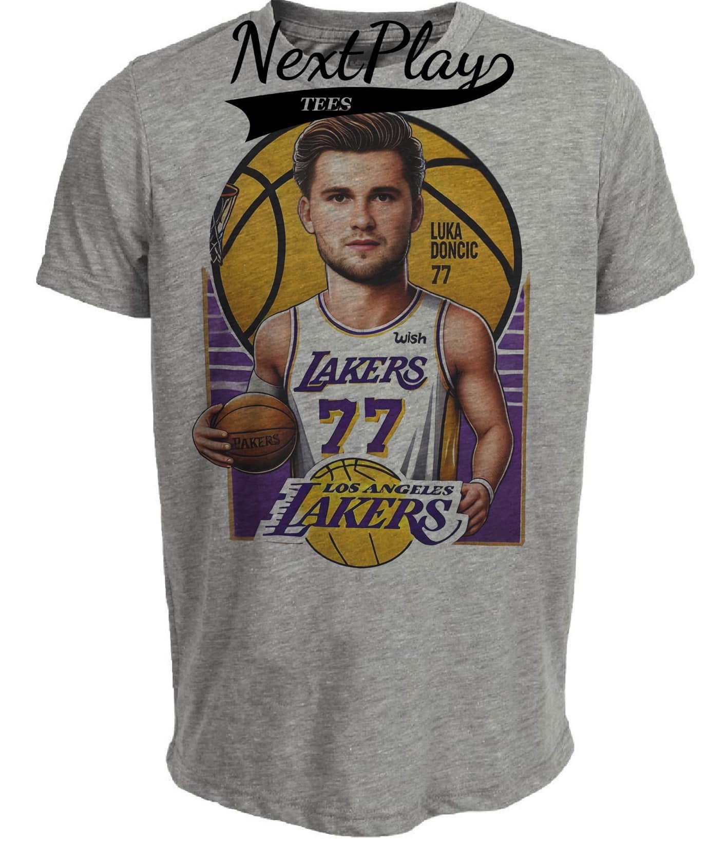 Los Angeles Lakers Luka Doncic Legend Exclusive Retro Basketball Artwork Heather Gray Sublimated T-Shirt